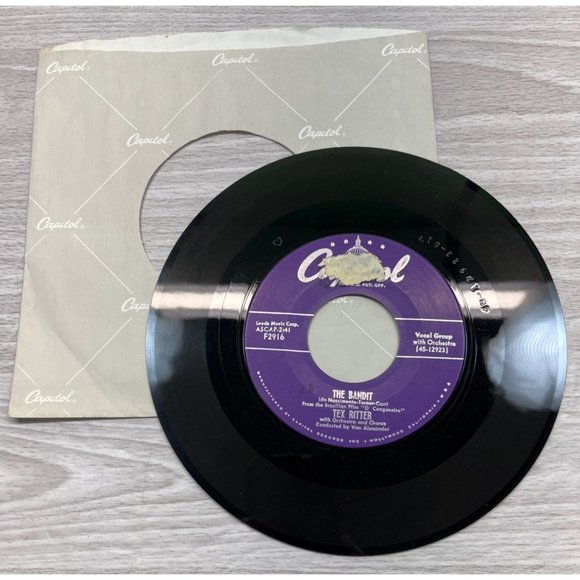 Tex Ritter The Bandit / Prairie Home 45 Country Capitol F- 2916 VG/VG+ - Picture 4 of 4